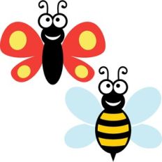 cute bee and butterfly