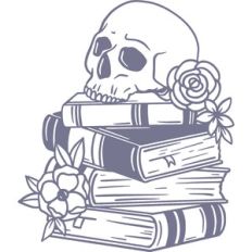 floral books with skull