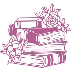 pile of books with flowers