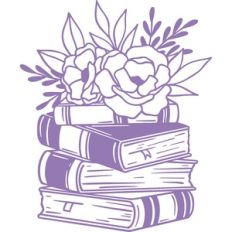 pile of books with flowers