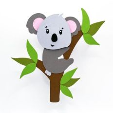Koala on a branch from paper