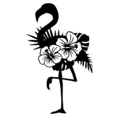 Flamingo with tropical Flowers