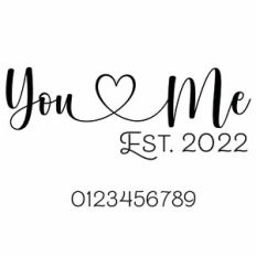 You and Me Est. Heart Quote and Year Numbers