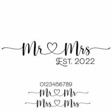 Mr and Mrs Est. Heart Quote and Year Numbers