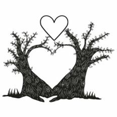 Heart Twin Trees Family Tree - 2 Heart Frames