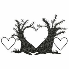 Heart Twin Trees Family Tree - 3 Heart Frames