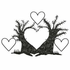 Heart Twin Trees Family Tree - 4 Heart Frames