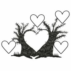 Heart Twin Trees Family Tree - 5 Heart Frames