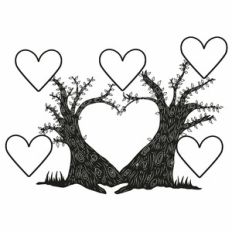 Heart Twin Trees Family Tree - 6 Heart Frames