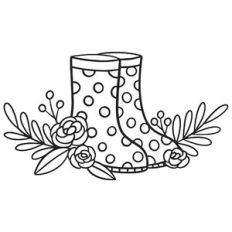 Polka Dot Rainboots with Flowers