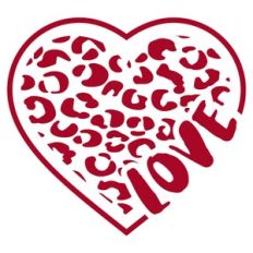 leopard heart with love word
