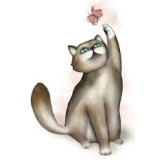 Cat playing with butterfly Sublimation - Sticker