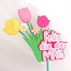 Cake Topper Feliz dia das Mães