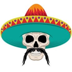 Mexican Skull with Mustache