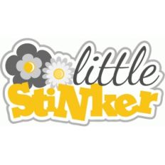 little stinker title phrase with flowers