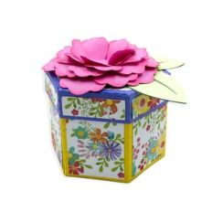 Hexagon Gift  Box with 3D Flower and Leaf
