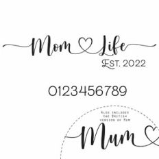 Mom Life Est Heart Quote and Year Numbers