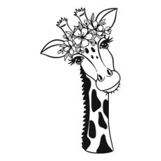 Giraffe with flowers