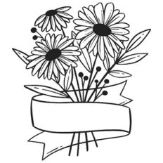 Blank Spring Flower Bouquet Ribbon Frame