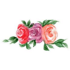Pink, Peach and Purple Three Watercolor Roses Print and Cut