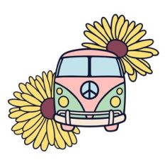 Happy hippie van