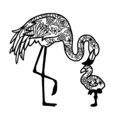 Flamingo Mother with Baby Chick Floral Mandala