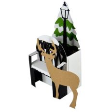 Park Bench Winter Deer Card-in-Box