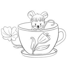 Mouse in a Teacup coloring page