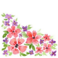 Pink Purple Watercolor Flowers Border Print and Cut