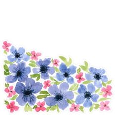 Blue and Pink Watercolor Flower Border Print and Cut