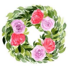 Watercolor Floral Wreath Print and Cut