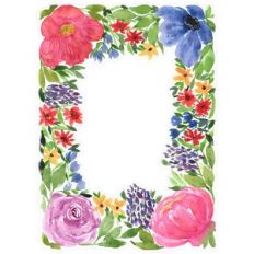 Watercolor Spring Floral Frame Border Print and Cut