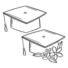 Floral and Plain Graduation Caps