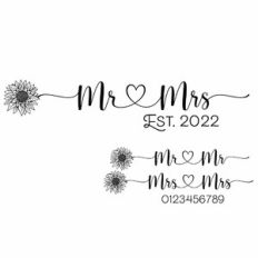Mr and Mrs Est. Sunflower Heart Quote and Year Numbers