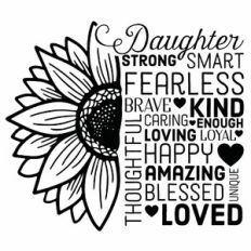 Daughter Sunflower Wall Art Word Art Subway Art