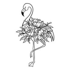 Flamingo with flowers