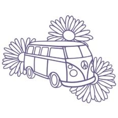 Camper van with flowers