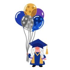 Graduation Gnome with Star Balloons
