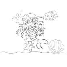 Happy Mermaid Coloring Page
