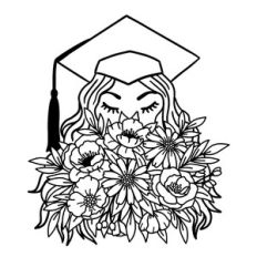 Graduation Girl with Flower Bouquet