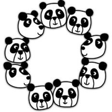 Panda Bear Wreath Circle Frame or Border