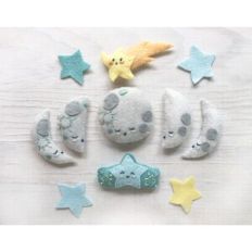 Moon and Stars felt sewing pattern