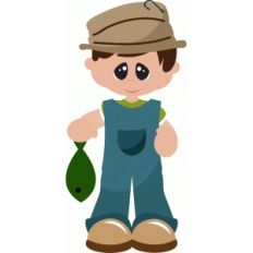cute father fisherman with fish