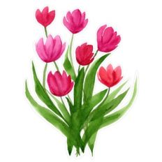 Pink Loose Watercolor Tulips Print and Cut