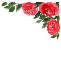 Red Roses Watercolor Corner Spray Top Right Print and Cut