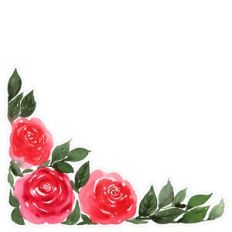 Red Roses Watercolor Corner Spray Bottom Left Print and Cut