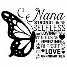 Nana Butterfly Word Art Wall Art Decor