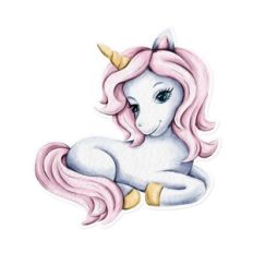Watercolor unicorn with a flower