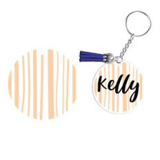 Line Brush stripe pattern, Round Keychain