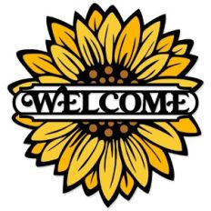 Welcome Round Sunflower Sign